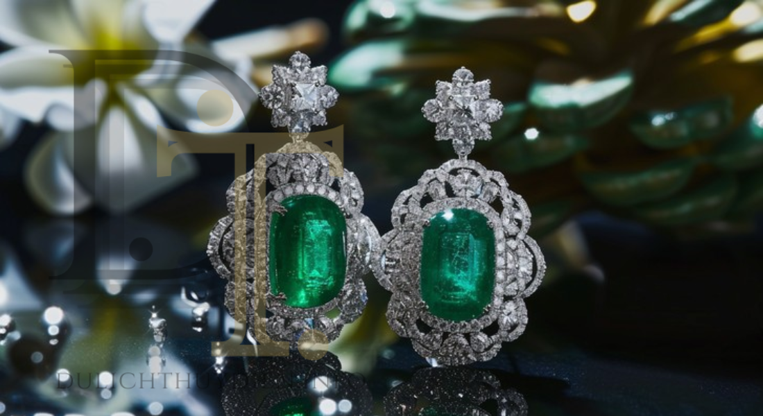 Designer emerald drop earrings